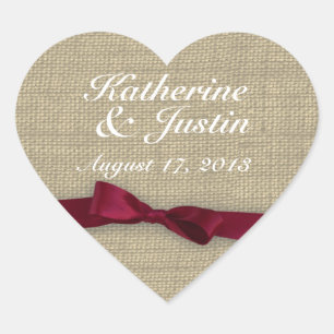 Ribbon and Burlap Heart Sticker