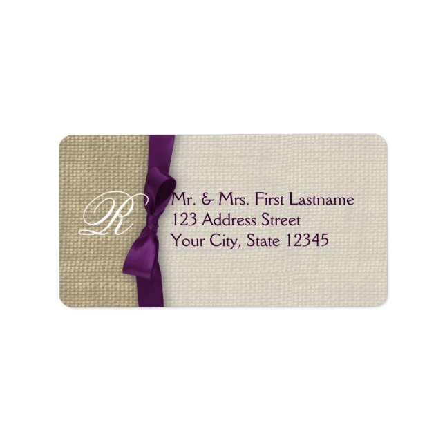 Ribbon and Burlap Purple Label (Front)