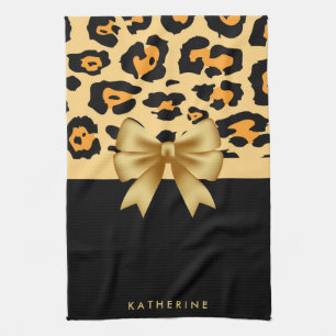 Ribbon and Leopard Print Kitchen Towel