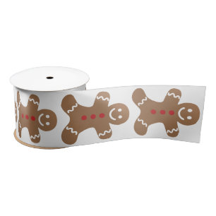 Ribbon, Any background Colour Gingerbread Cookies Satin Ribbon