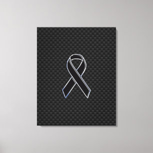 Ribbon Awareness Black Carbon Fiber Canvas Print