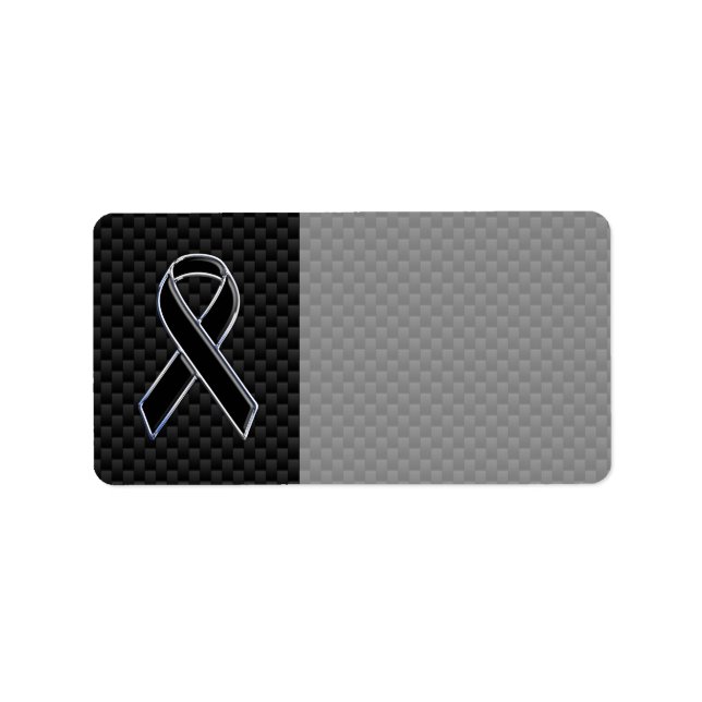 Ribbon Awareness Black Carbon Fibre Label (Front)