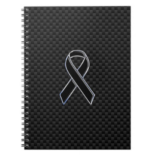 Ribbon Awareness Black Carbon Fibre Notebook