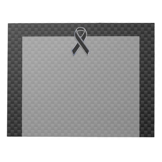 Ribbon Awareness Black Carbon Fibre Notepad (Front)