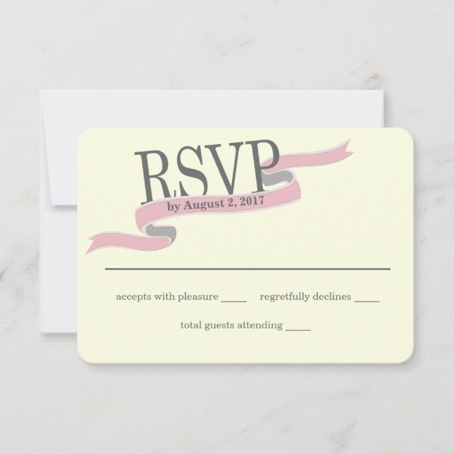 Ribbon Banner Response Card Pink (Front)