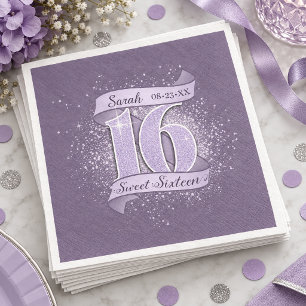 Ribbon Banner Sweet 16 Dk Violet ID1333 Napkin