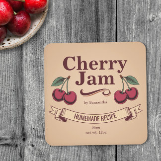 Ribbon Banner - Vintage Cherry Jam Label Sticker