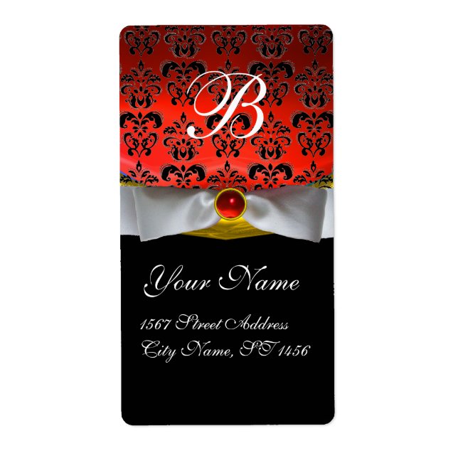 RIBBON BLANC RUBY ROUGE NOIR DAMASK MONOGRAM (Devant)