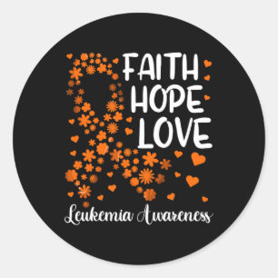 Ribbon Blood Cancer  Faith Hope Love Leukaemia Awa Classic Round Sticker