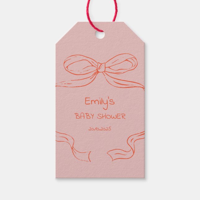 Ribbon bow - Baby Shower Gift Tags (Front)