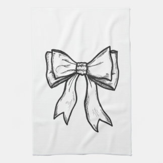 Ribbon bow black and white drawing kitchen towel