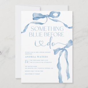 Ribbon Bow Blue and White Bridal Shower Invitation