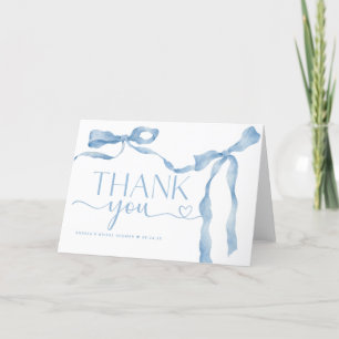Ribbon Bow   Blue and White Bridal Shower   Thank You Card