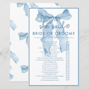 Ribbon Bow Bridal Shower Game