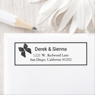 Ribbon Bow Classical Black & White Return Address 