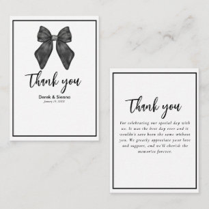 Ribbon Bow Classical Black & White Wedding Card