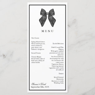 Ribbon Bow Classical Black & White Wedding Menu