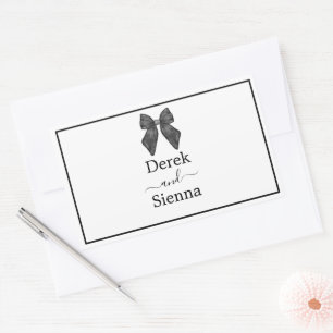 Ribbon Bow Classical Black & White Wedding Sticker