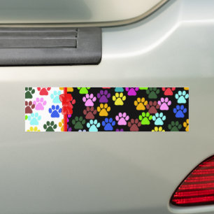 Ribbon, Bow, Dog Paws, Paw-prints - Red Blue Green Bumper Sticker