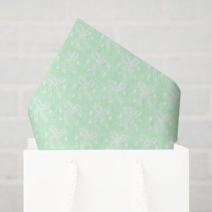 Ribbon Bow Doodle Delicate Holiday Mint White Tissue Paper