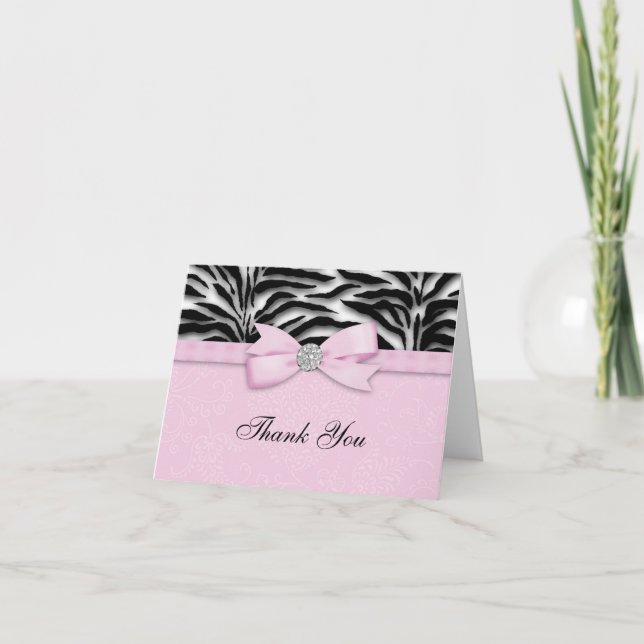 Ribbon Bow rose Zebra Merci Cartes (Devant)