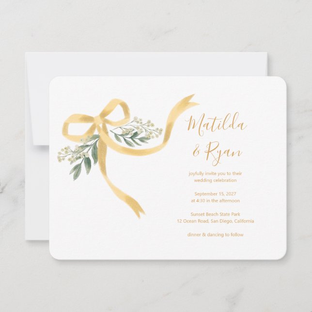 Ribbon Bow Wedding Invitation (Front)