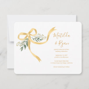 Ribbon Bow Wedding Invitation