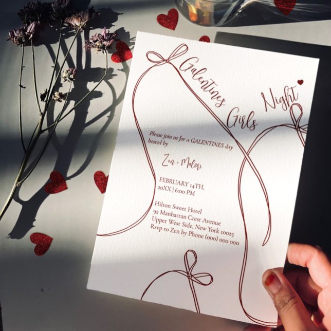 Ribbon Bows – Modern Galentine's girls night Invitation (Creator Uploaded)