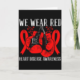 Ribbon Boxing Gloves We Wear Red Heart Disease Awa Card