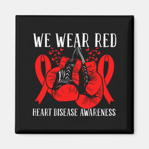 Ribbon Boxing Gloves We Wear Red Heart Disease Awa Magnet