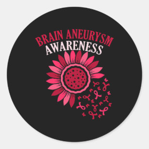 Ribbon Brain Aneurysm Awareness Month Support Grap Classic Round Sticker