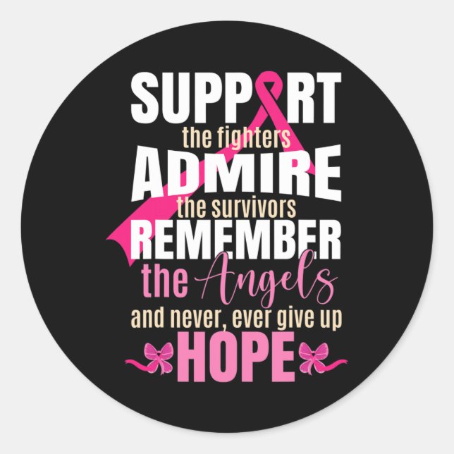 Ribbon Breast Cancer Awareness  Classic Round Sticker (Front)