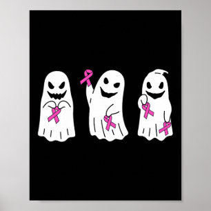 Ribbon Breast Cancer Awareness Ghost Women Kids To Poster