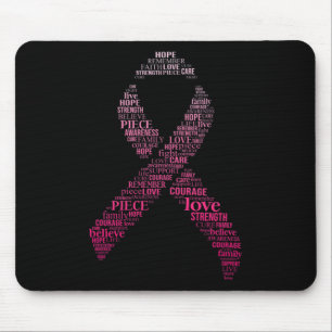 Ribbon Breast Cancer Awareness Montage Men Women Mouse Pad