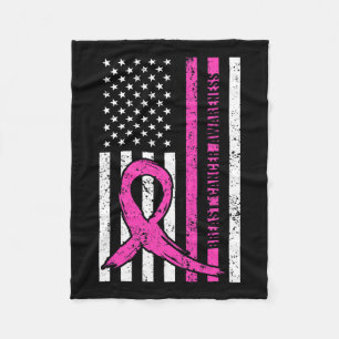 Ribbon Breast Cancer Awareness Month American Flag Fleece Blanket