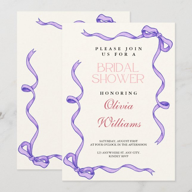 Ribbon Bridal Shower  Invitation (Front/Back)