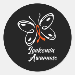 Ribbon Butterfly  Aml Leukaemia Awareness 1 Classic Round Sticker