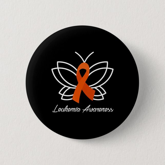 Ribbon Butterfly  Aml Leukaemia Awareness  2 Inch Round Button (Front)