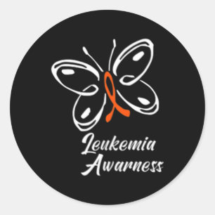 Ribbon Butterfly Aml Leukaemia Awareness 88 Classic Round Sticker