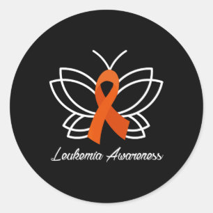 Ribbon Butterfly  Aml Leukaemia Awareness  Classic Round Sticker