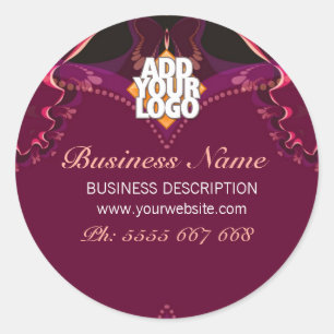 Ribbon Butterfly Goddess New Age w/ Logo Business  Classic Round Sticker