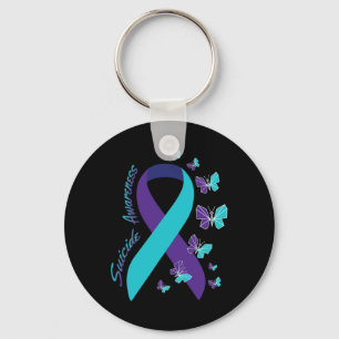 Ribbon Butterfly Suicide Awareness Mental Health Keychain