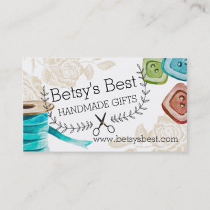 Ribbon buttons scissors shabby chic sewing business card