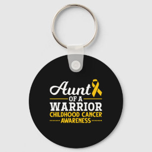 Ribbon Cancer Fighter Aunt Childhood Cancer Awaren Keychain
