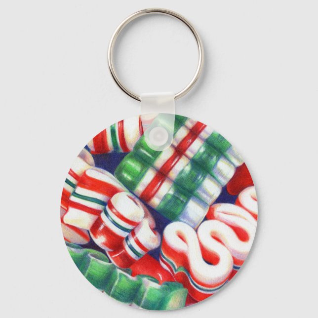 RIBBON CANDY Aluminum Circle Keychain (Front)