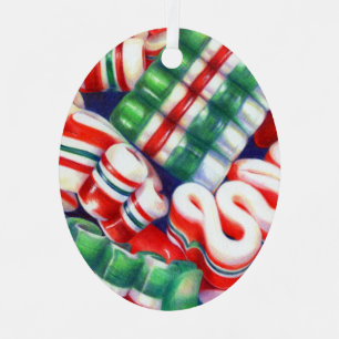 RIBBON CANDY Aluminum Oval Ornament