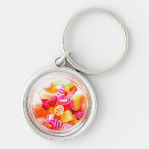 Ribbon candy jar cute colorful nostalgic pink keychain