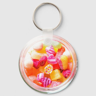 Ribbon candy jar cute colourful old fashioned  keychain