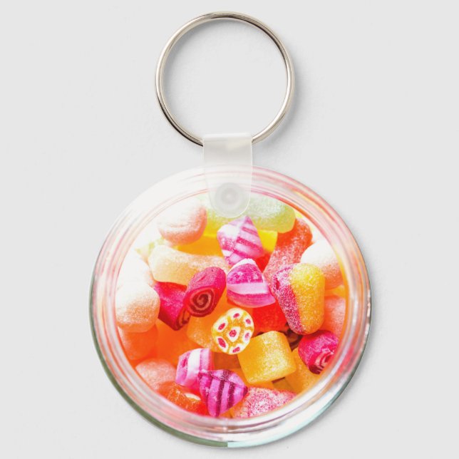 Ribbon candy jar cute colourful old fashioned  keychain (Front)