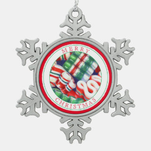 RIBBON CANDY Merry Christmas Snowflake Ornament